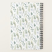 Watercolor Blue and Green Leaves Spiral Notebook ノートブック (裏面)
