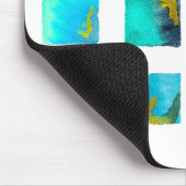 watercolor blue and green squares マウスパッド (コーナー)