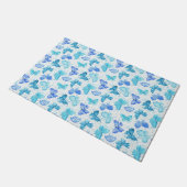 Watercolor Blue and Turquoise Butterflies 2. ドアマット (アングル)