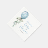 Watercolor Blue Balloon Bow Greenery Baby Shower スタンダードカクテルナプキン (角)
