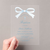 Watercolor Blue Bow Baptism アクリル招待状 (インサイチュ (ポータブル))