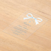 Watercolor Blue Bow Baptism アクリル招待状 (レイダウン)