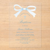 Watercolor Blue Bow Baptism アクリル招待状 (正面)