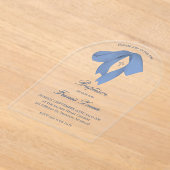 watercolor blue bow Baptism アクリル招待状 (レイダウン)