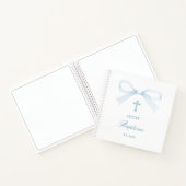 Watercolor Blue Bow Baptism Guest Book ノートブック (内部)