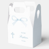 Watercolor Blue Bow Baptism Small Gable フェイバーボックス (オープン)