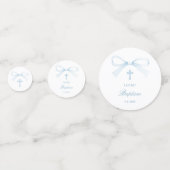Watercolor Blue Bow Baptism Table コンフェッティ (裏面)