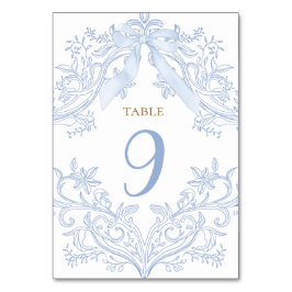  watercolor blue bow elegant table number テーブルナンバー
