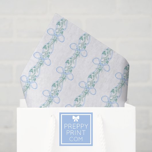 Watercolor Blue Bow Garland Christmas 薄葉紙