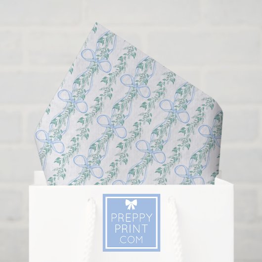 Watercolor Blue Bow Garland Christmas 薄葉紙