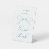 Watercolor Blue Bow Guest Book 台座サイン (正面)