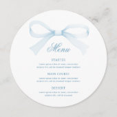 Watercolor Blue Bow Round Menu メニュー (正面)