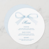 Watercolor Blue Bow Round Menu メニュー (正面/裏面)