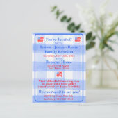 Watercolor Blue Check USA Flag Invitation ポストカード (スタンド正面)
