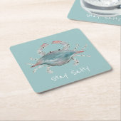 Watercolor Blue Crab スクエアペーパーコースター (アングル)