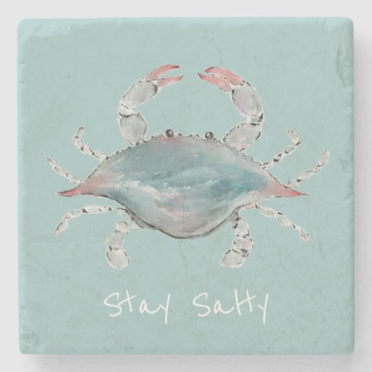 Watercolor Blue Crab ストーンコースター (正面)