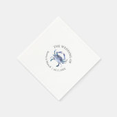 Watercolor Blue Crab Beach Wedding Cocktail Napkin スタンダードカクテルナプキン (角)