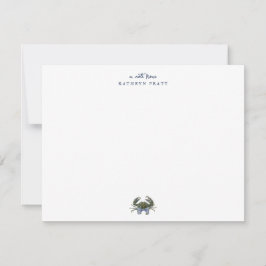 Watercolor Blue Crab Classic Personalized ノートカード