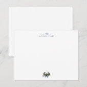 Watercolor Blue Crab Classic Personalized ノートカード (正面/裏面)