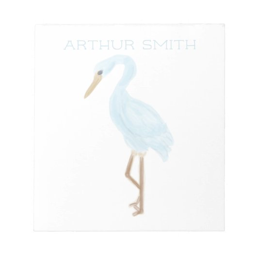 Watercolor Blue Crane ノートパッド (正面)