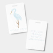 Watercolor Blue Crane バッジ (正面＆裏面)