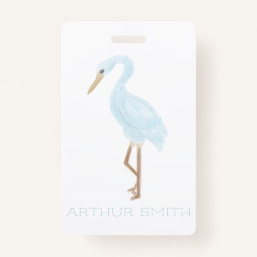 Watercolor Blue Crane バッジ (正面)