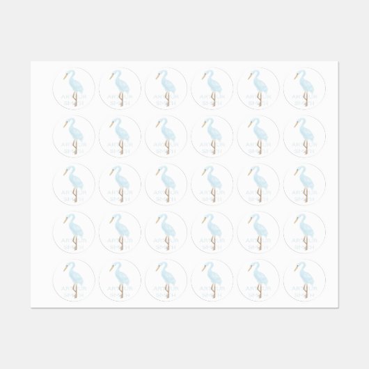 Watercolor Blue Crane ラベル (シート)