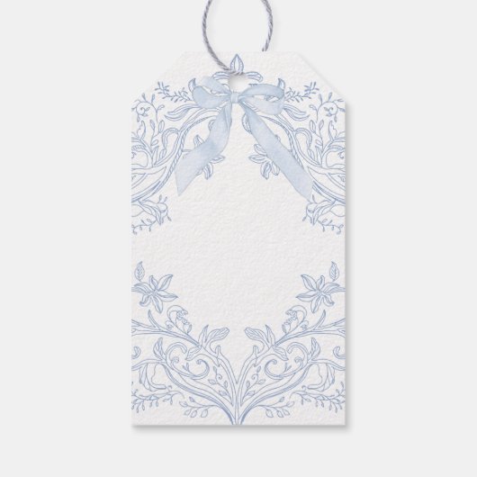  watercolor blue crest baby boy Baptism ギフトタグ (裏面)