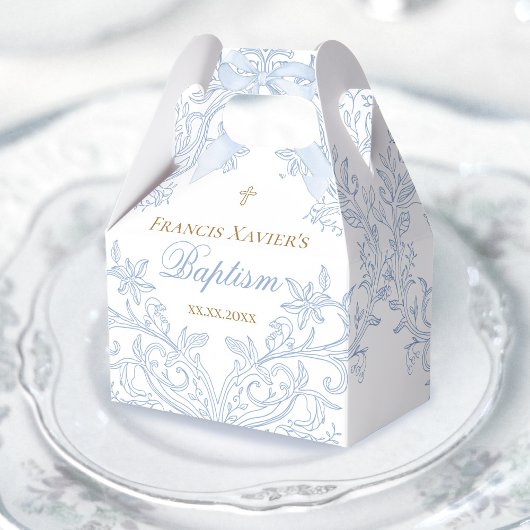  watercolor blue crest | Baptism フェイバーボックス