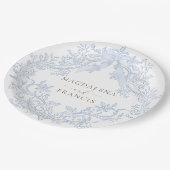  watercolor blue crest wedding ペーパープレート (アングル)