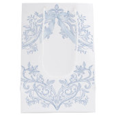  watercolor blue crest wedding ミディアムペーパーバッグ (裏面)