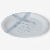 watercolor blue cross  First Communion  ペーパープレート (アングル)