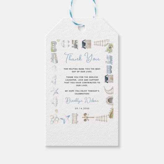 Watercolor Blue Elephant | Boy’s Baby Shower ギフトタグ (正面)