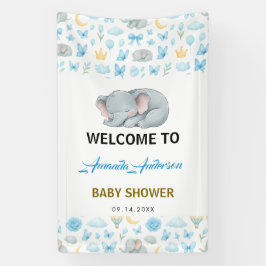 Watercolor Blue Elephant | Boy’s Baby Shower 横断幕