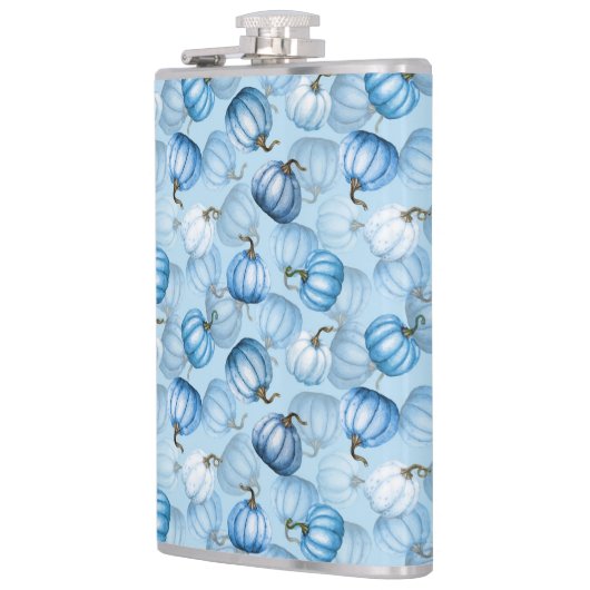 WATERCOLOR BLUE FALL PUMPKINS フラスク (左)