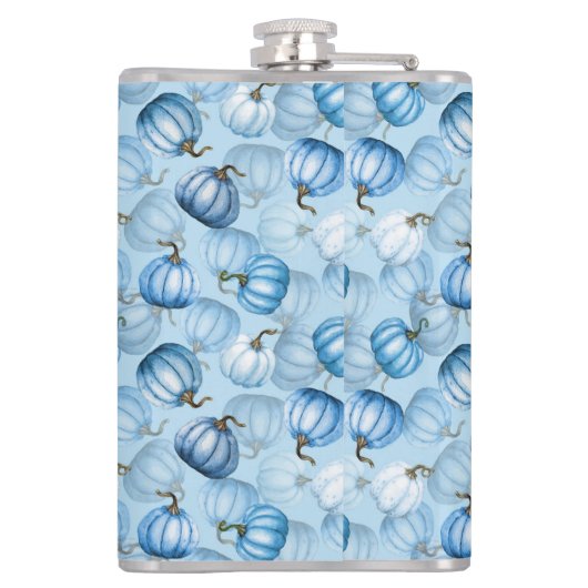 WATERCOLOR BLUE FALL PUMPKINS フラスク (裏面)