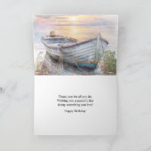 Watercolor Blue Fishing Husband Happy Birthday カード (内部)