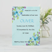 ​Watercolor Blue Floral  Boy Dedication Invitation 招待状 (スタンド正面)