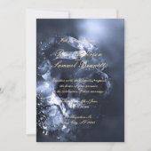 Watercolor Blue Floral Monogram Wedding Invitation 招待状 (正面)