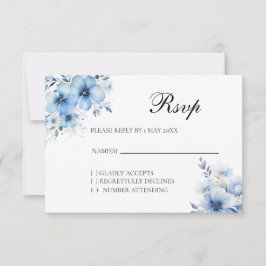 Watercolor Blue Floral RSVP card