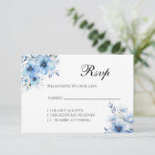 Watercolor Blue Floral RSVP card (スタンド正面)