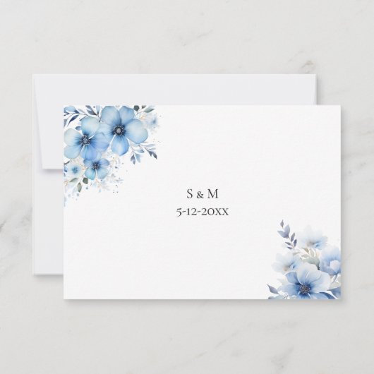 Watercolor Blue Floral RSVP card (裏面)