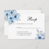 Watercolor Blue Floral RSVP card (正面/裏面)