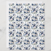 Watercolor Blue Floral Scrapbook Paper (裏面)