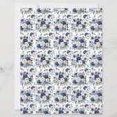Watercolor Blue Floral Scrapbook Paper (正面)