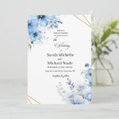 Watercolor blue floral Wedding Invitation 招待状 (スタンド正面)