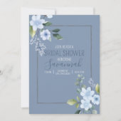 Watercolor Blue Floral Wedding Shower Invitation (正面)