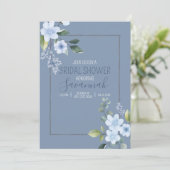 Watercolor Blue Floral Wedding Shower Invitation (スタンド正面)