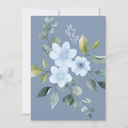 Watercolor Blue Floral Wedding Shower Invitation (裏面)