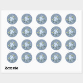 Watercolor Blue Floral Wedding Stickers ラウンドシール (シート)